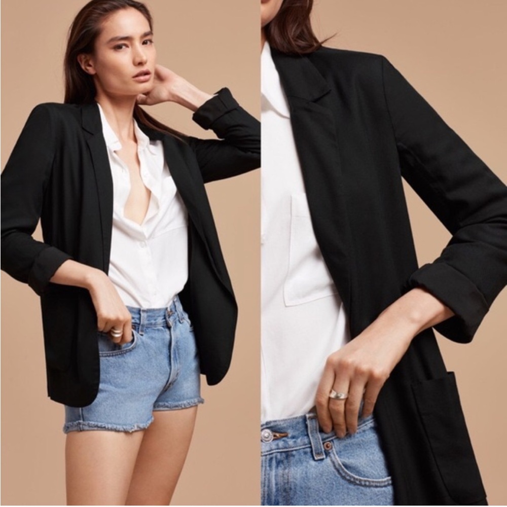 EUC Aritzia Talula Black Blazer Rayon Soft Suit Jacket